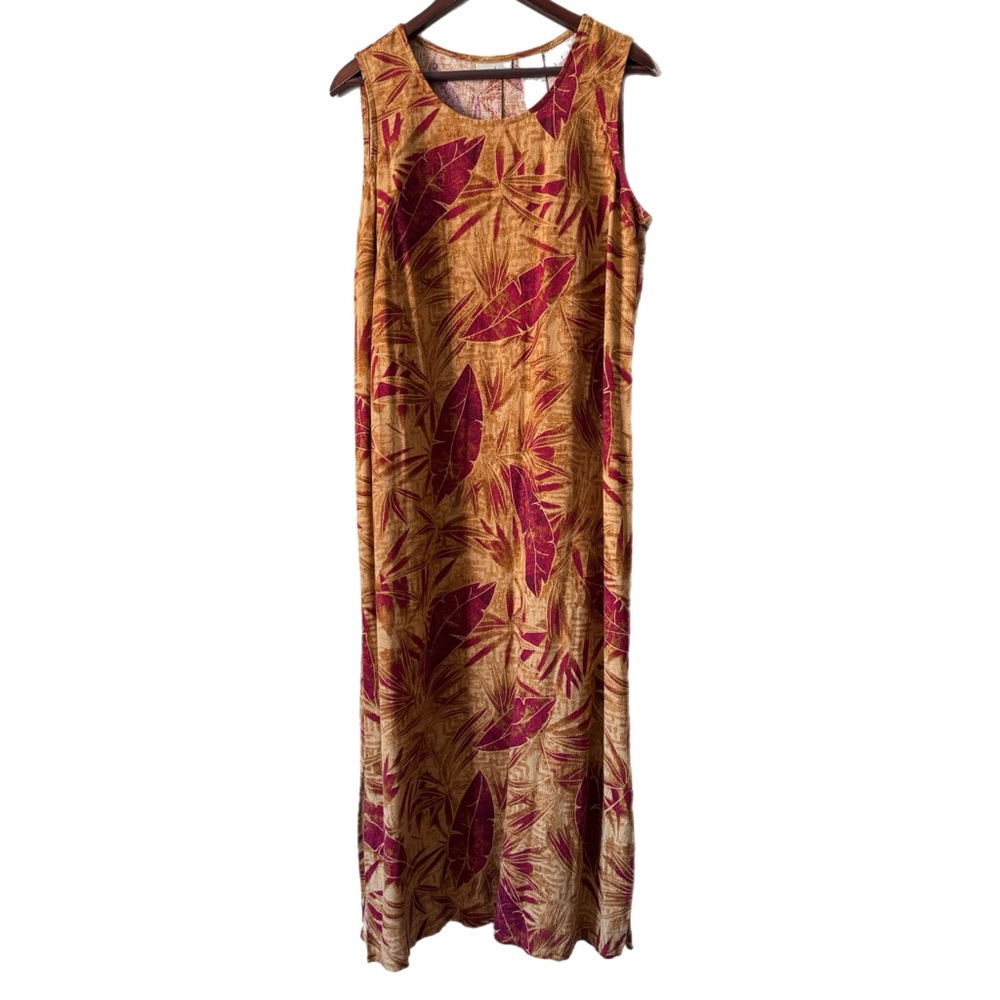 STUDIO EASE Dress Maxi Vintage Botanical Linen Blend Sz 14